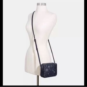 COACH Navy Snowflake Camera Crossbody Bag with COACH Snowflake charm